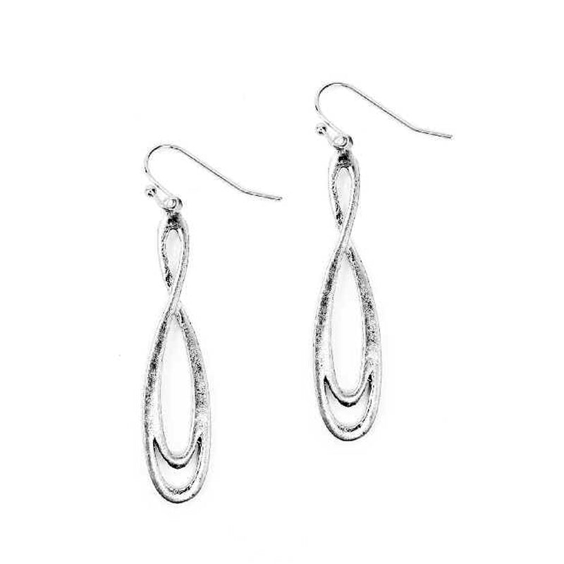 Silver Long Infinity Earrings