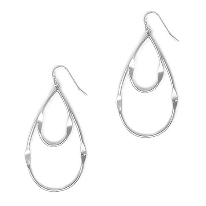 Silver Double Teardrop Earrings