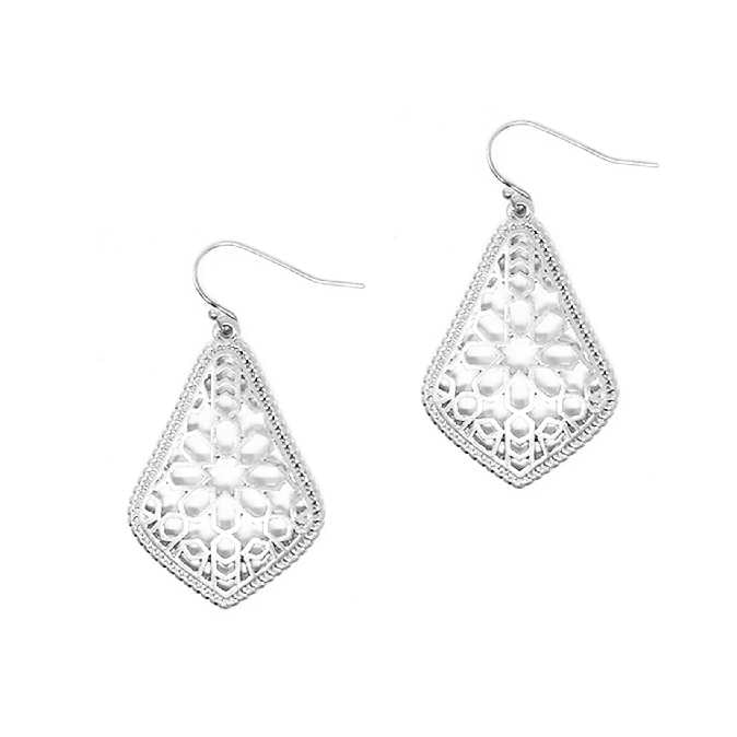 Silver Filligree Teardrop Earrings