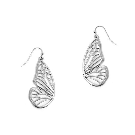 Silver Butterfly Wing Cutout Earrings