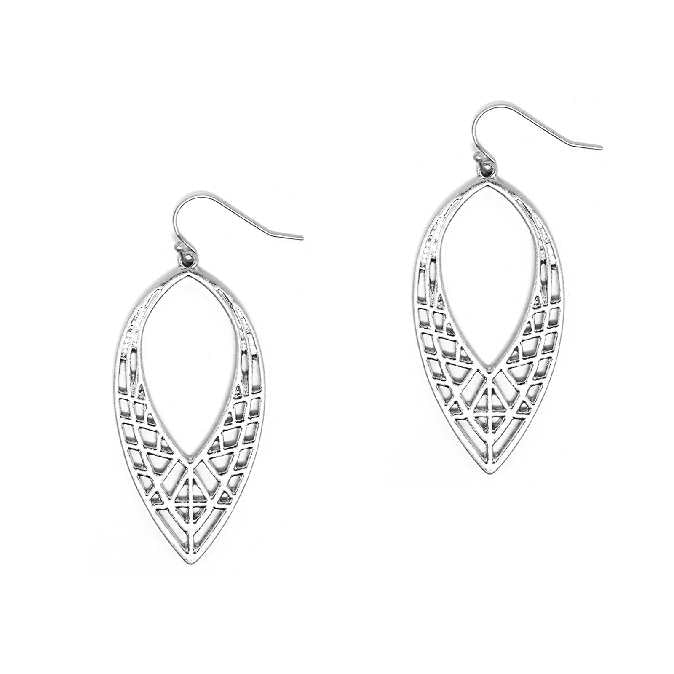 Silver Long Designed Teardrop Earrings