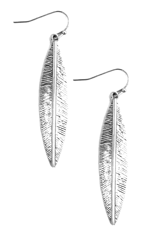 Long Leaf Silver Earrings