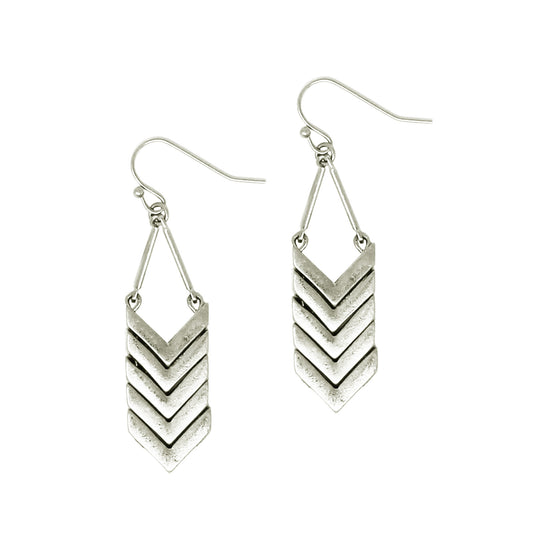 Five Chevrons Earrings - Silver