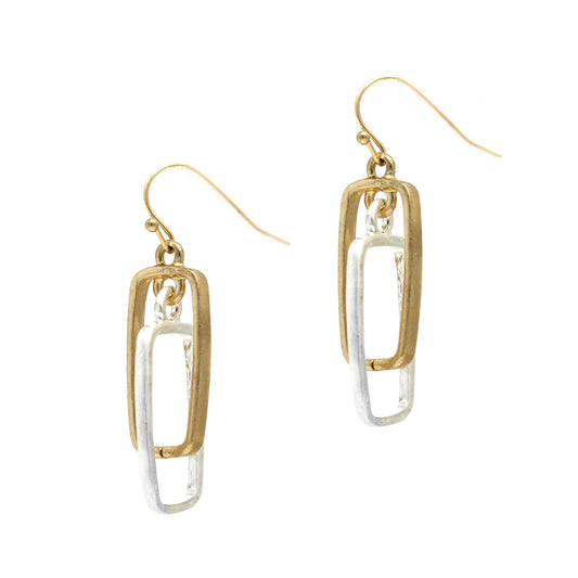 Twisted Rectangles - Gold w/ Silver - Earrings