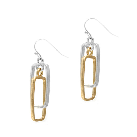 Twisted Rectangles - Silver - Earrings