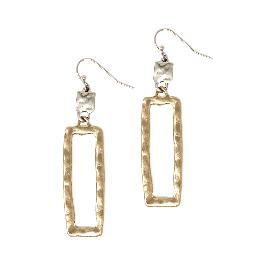 Silver w/ Gold Rectangle Hammered Earrings