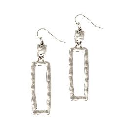 Silver Rectangle Hammered Earrings