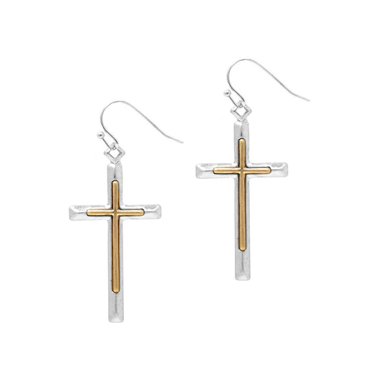 Cross - Silver w/ Gold Earrings