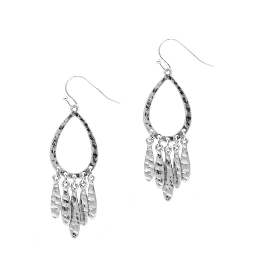 Small Teardrop w/ Five Dangles - Silver - Earrings