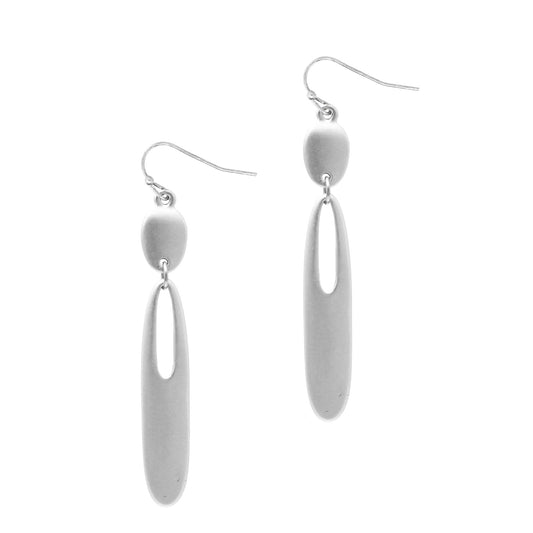 Small Silver Oval w/ Long Silver Oval Dangle Earrings