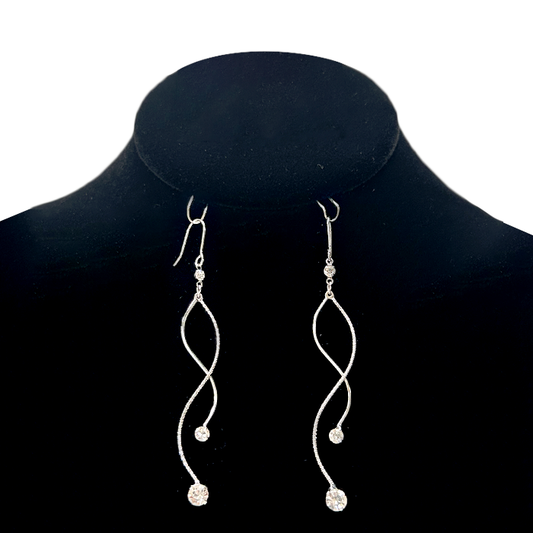 Long Double S w/ Crystals Earrings