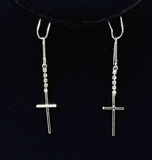 Dangle Cross w/ Crystals Earrings