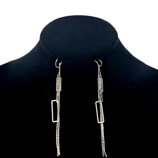 Triple Hanging Rectangles and Dangles Earrings