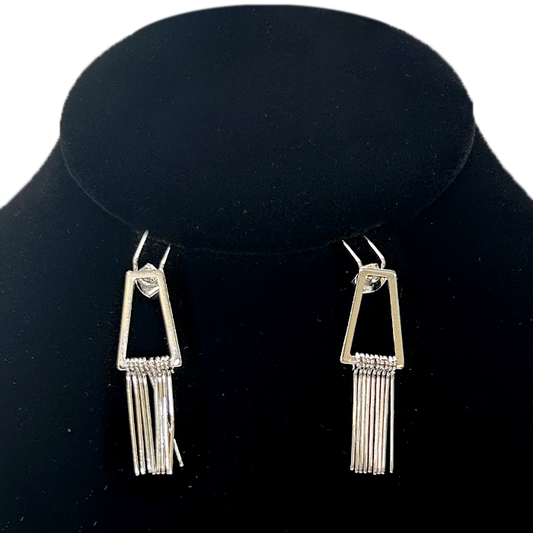 Trapezoid w/ Hanging Strands Earrings