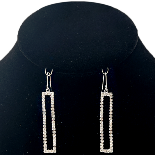 Long Rectangle w/ Crystals - Flexible Earrings