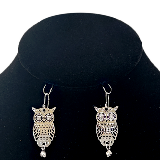 Owl Cutout w/ Crystals Earrings