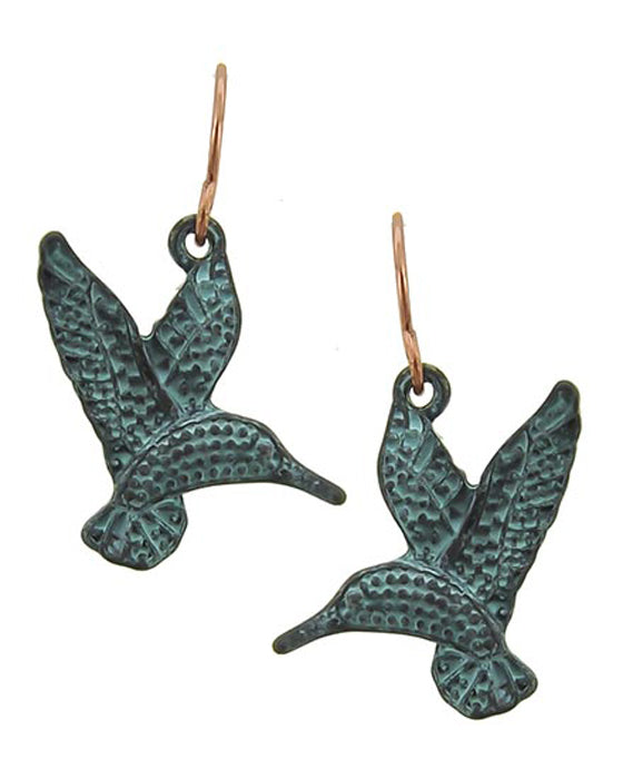 Hummingbird Earrings - Patina