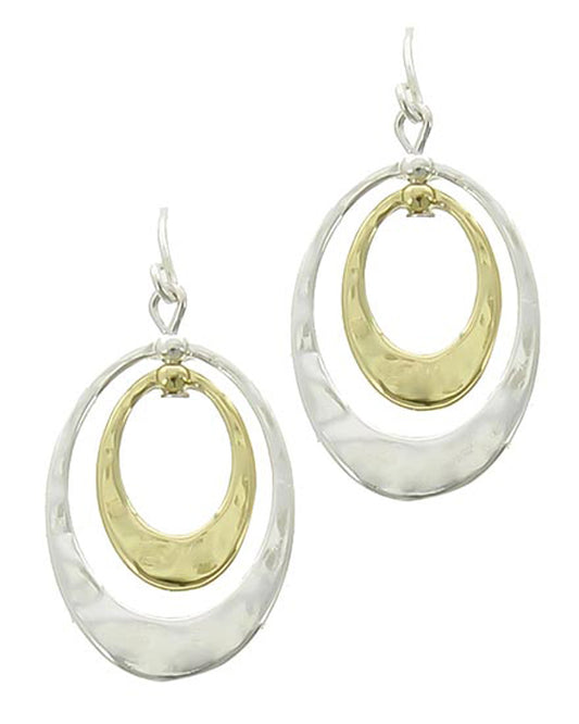 Double Oval Earrings - Silver/Gold