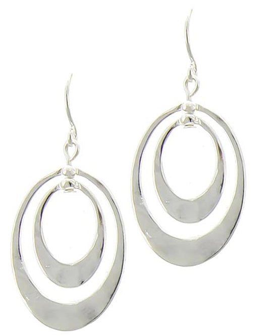 Double Oval Earrings - Silver