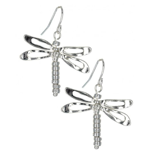 Cutout Dragonfly Earrings - Silver