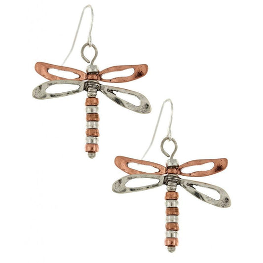 Cutout Dragonfly Earrings - Silver/Copper