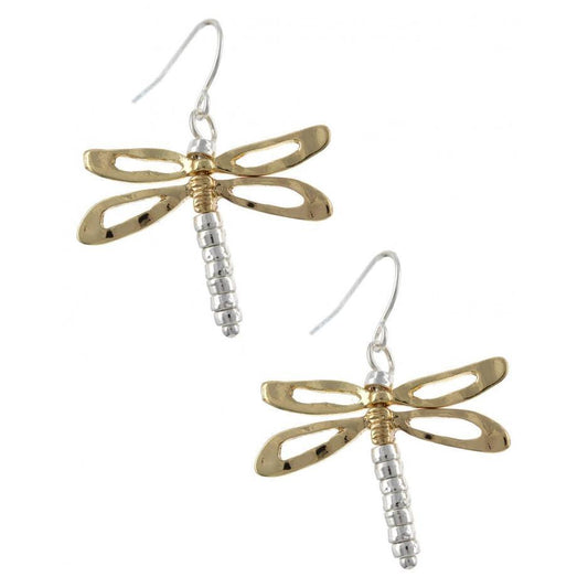 Cutout Dragonfly Earrings - Silver/Gold