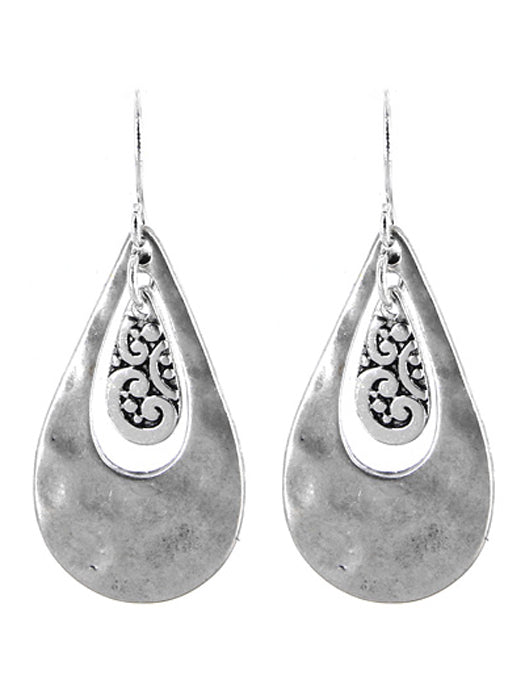 Double Teardrop Earrings - Silver