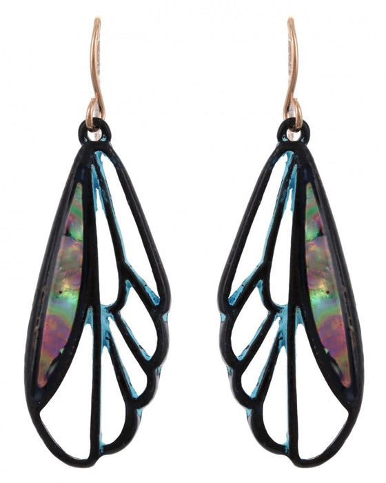 Abalone Wing Earrings - Patina