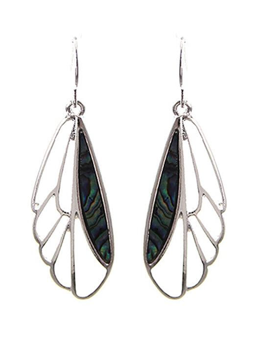 Abalone Wing Earrings - Silver