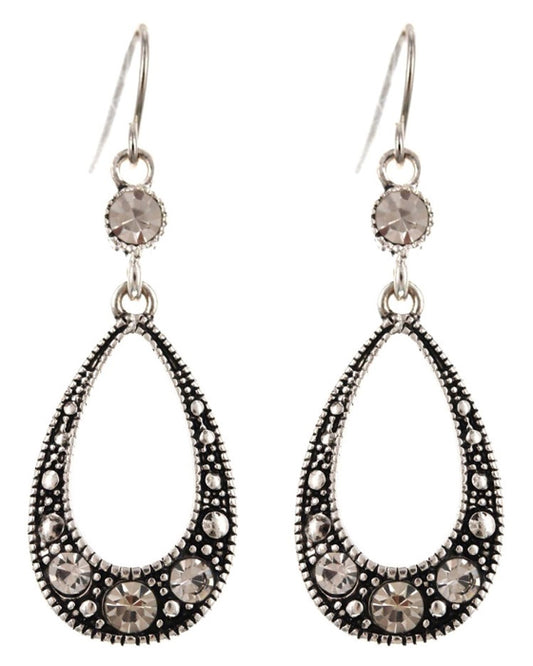 Open Teardrop w/ Crystals Earrings