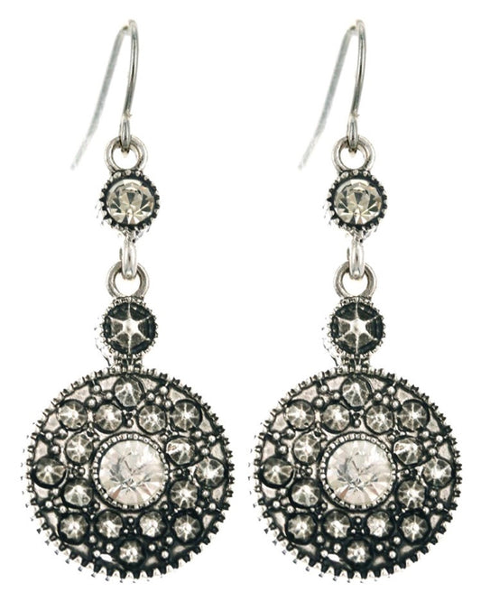 Ornate Circle w/ Center Crystal Earrings