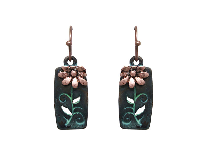 Flower Earrings - Patina