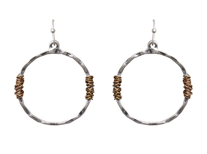 Hammered Circle Earrings Silver