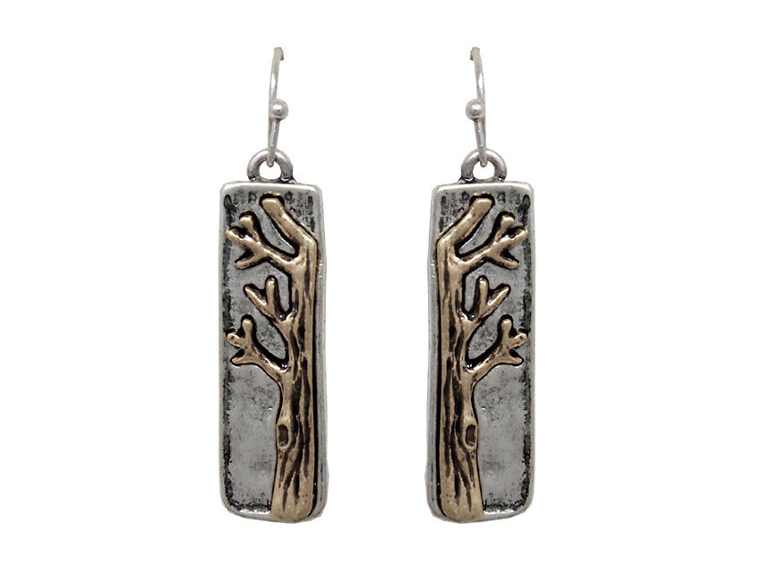 Half Tree Earrings - Silver