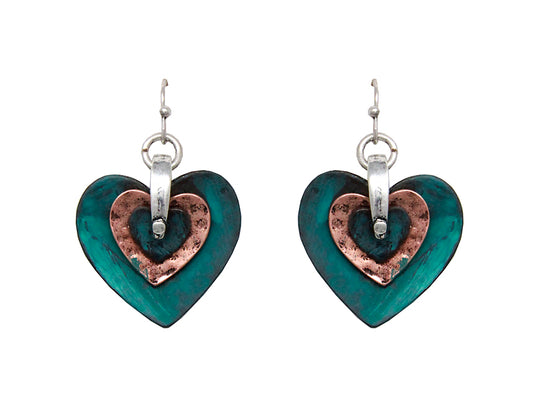 Triple Embedded Heart Earrings - Multipatina