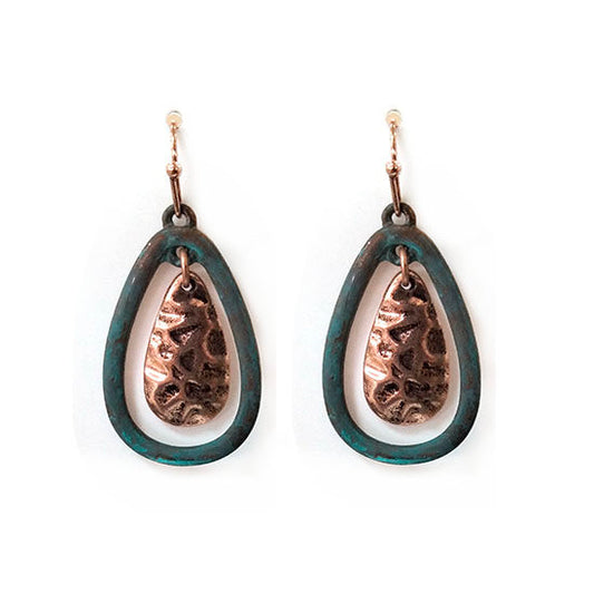 Embedded Ovals Hammered Earrings - Multipatina