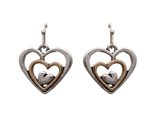 Heart - Triple Inset Earrings