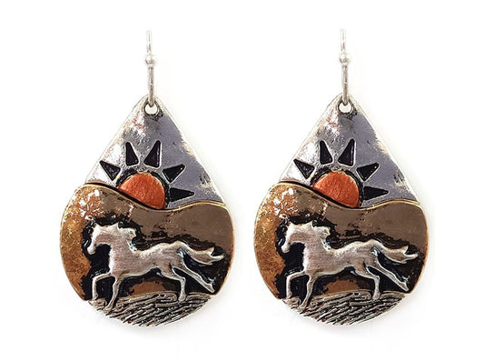 Horses On Teardrop Earrings