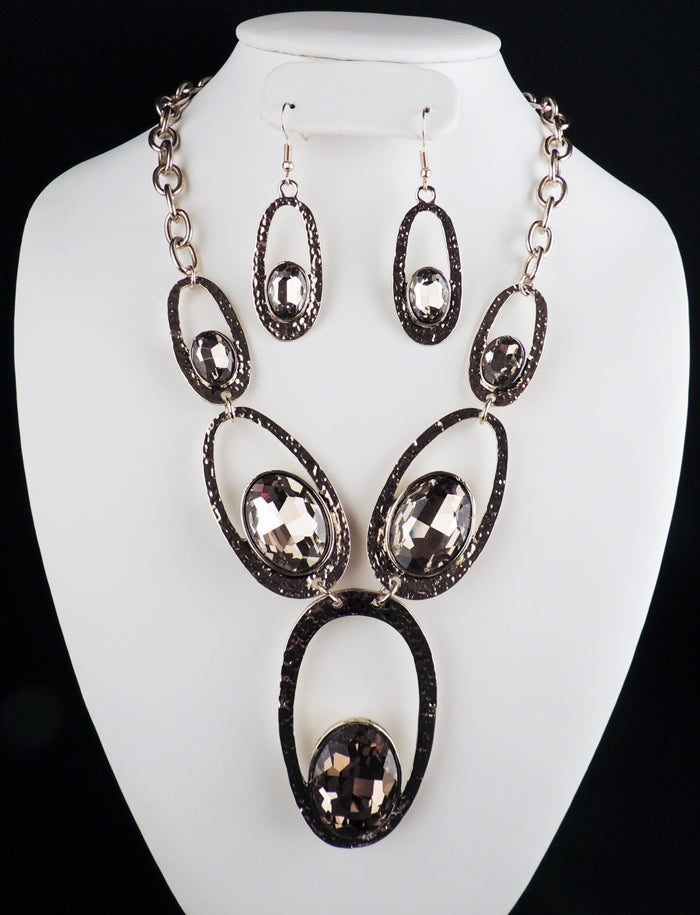 Five Ovals Necklace/Earring Set - Gold