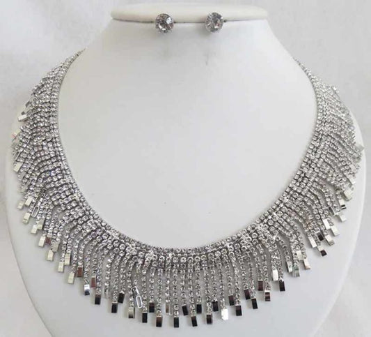 Crystal Necklace Many Strands N/E Set