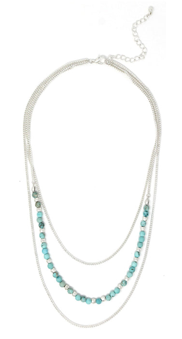Triple Layer - Turquoise Beads Necklace