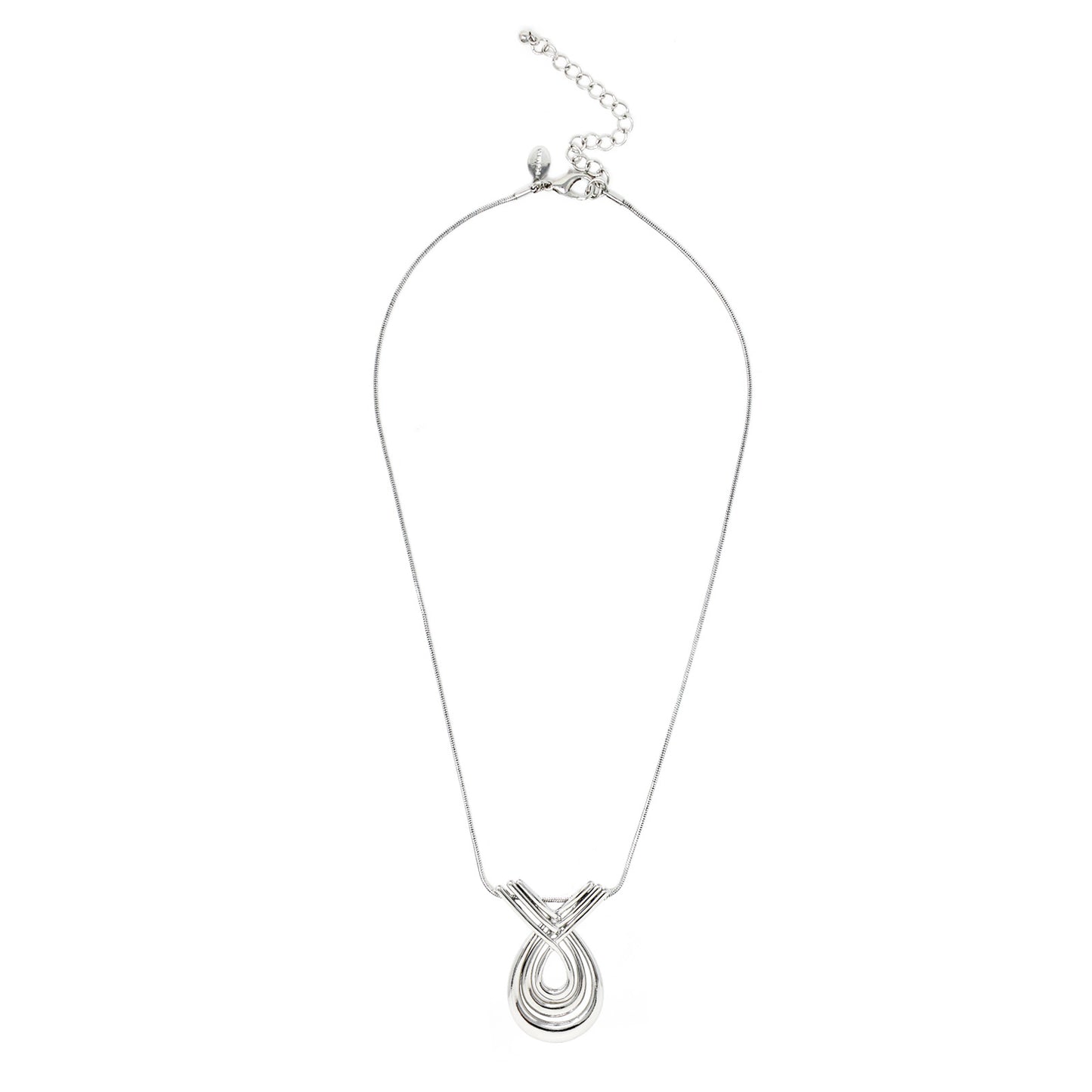 Triple Embedded Teardrop - Silver Necklace