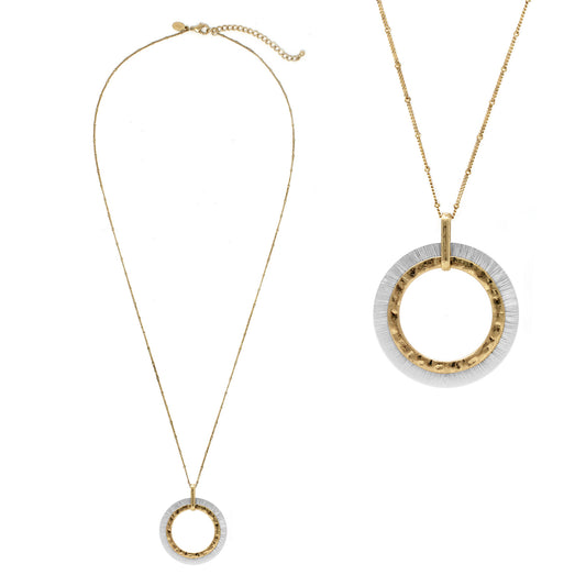 Long - Layered Circle - Silver/Gold Necklace