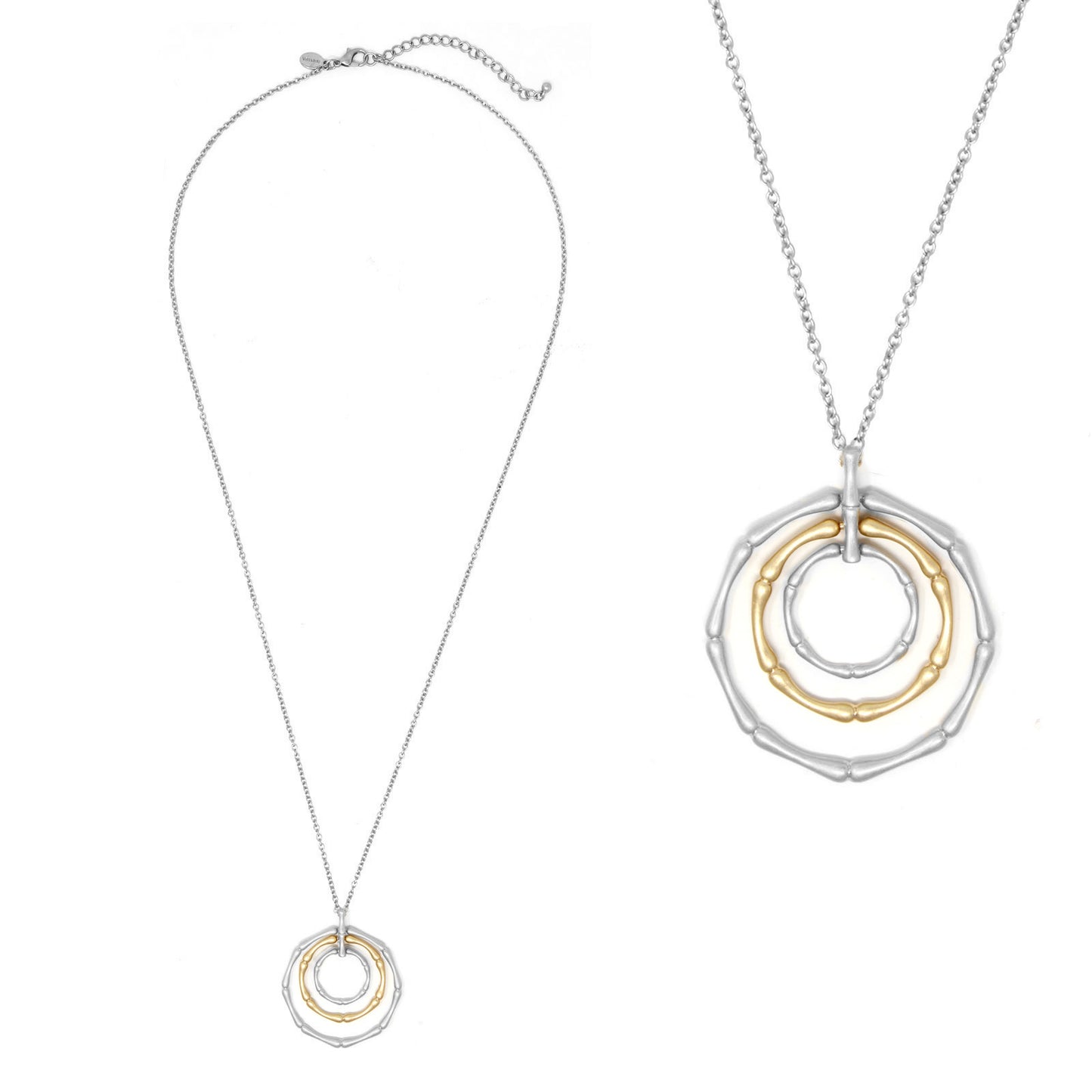 Long - Bamboo Circles - Silver/Gold Necklace