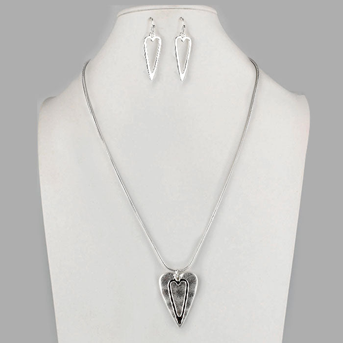 Double Heart - Cutout on Solid Necklace