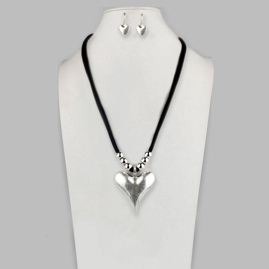 Solid Heart on Cords Necklace