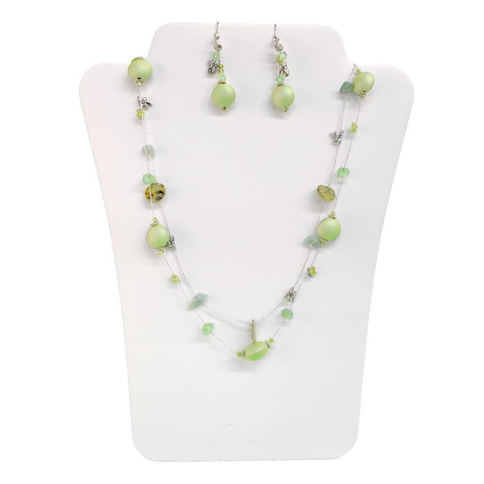 Threaded Mint Green Bead N/E Set