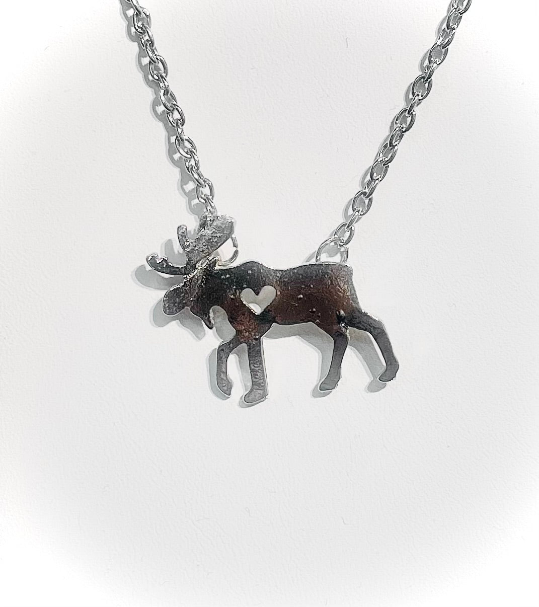 Moose - Cutout - Silver Necklace