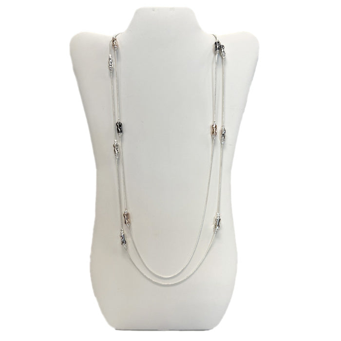 Tube Beads - Long Double Strand Necklace