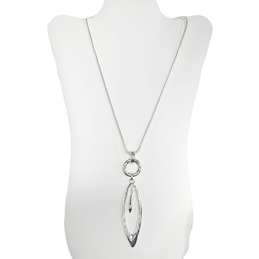 Long - Circle/Double Teardrop String Necklace